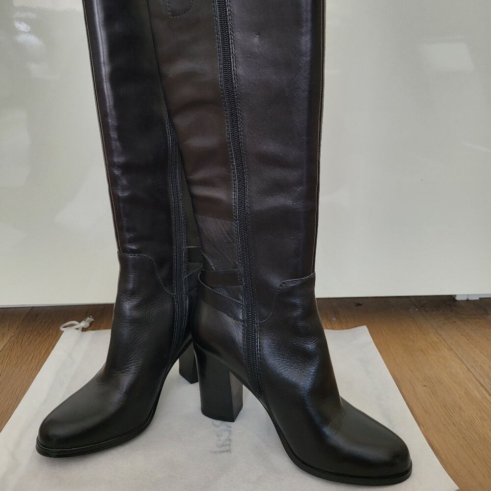 Tall leather boots Black, New
